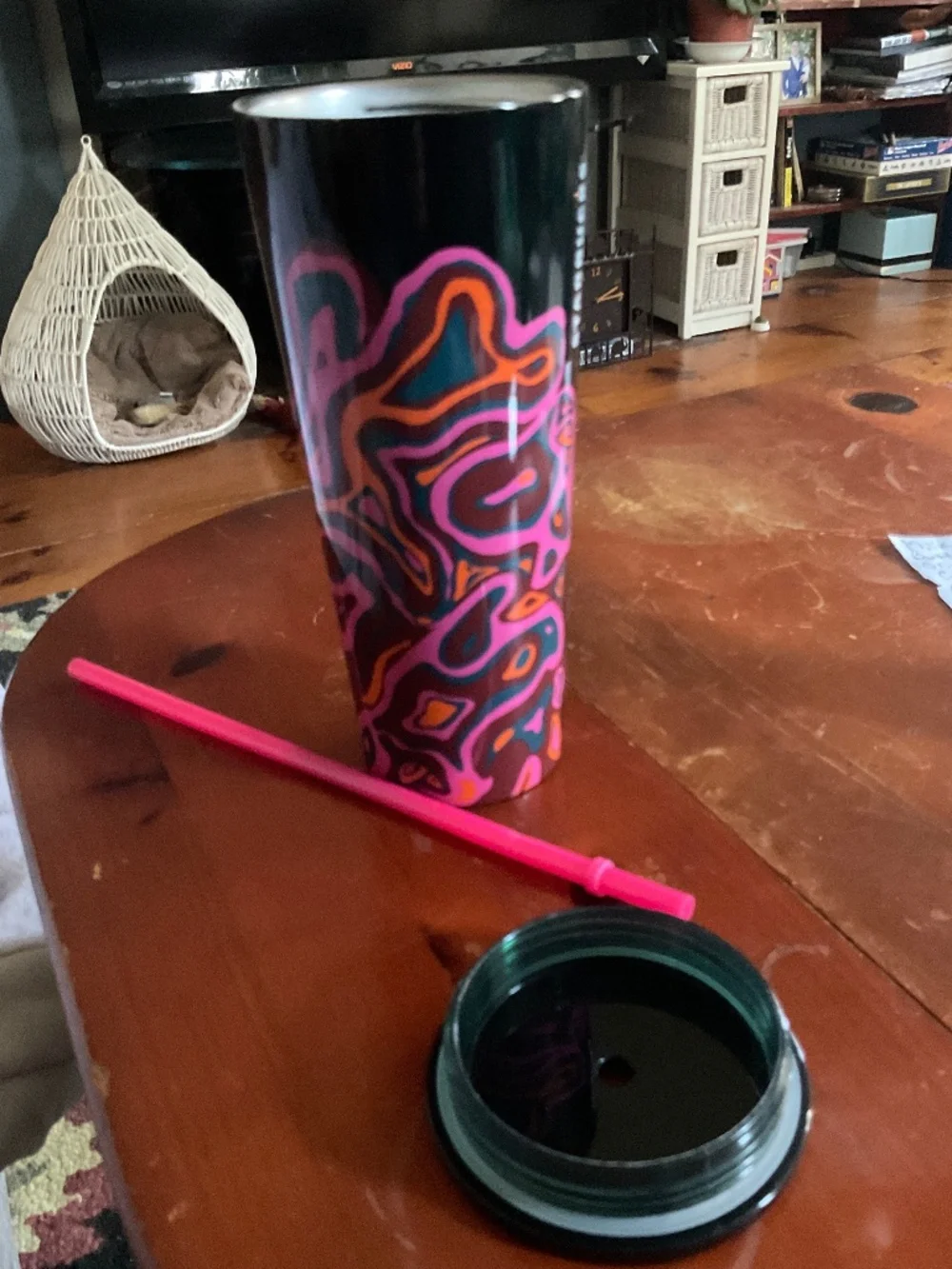 Starbucks Fall Black & Magenta Wavey Graphic Stainless Steel Tumbler